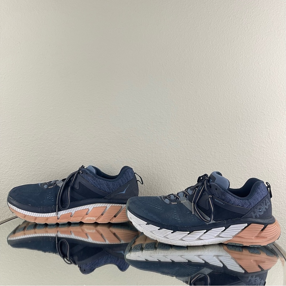 !SOLD! HOKA One One Mood Indigo Blue Dusty Pink Gaviota 2 Running Sneaker Shoes - Picture 10 of 13